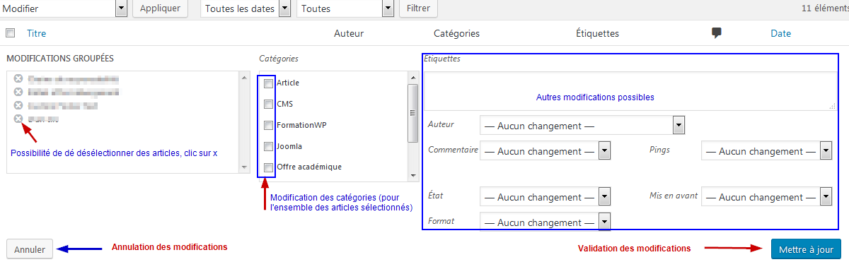 Modification plusieurs articles