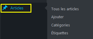 Tableau de bord- menu articles