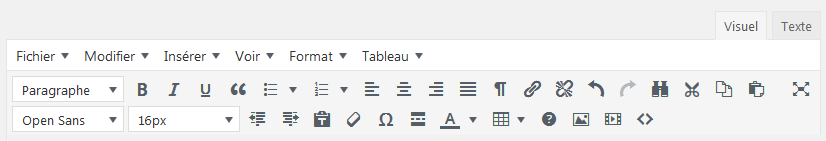 Editeur WordPress barre outils