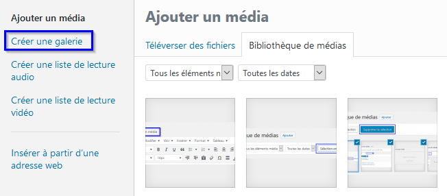 Wordpress création d'une galerie photo